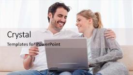  Presentation with online payment - Colorful slides enhanced with electronic payment - young couple shopping online backdrop and a lemonade colored foreground