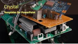  Presentation with recycle - Colorful slide deck enhanced with electronic-pcb-garbage-as-background backdrop and a tawny brown colored foreground