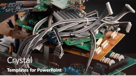  Presentation with electronic - Slide set having electronic-pcb-garbage-as-background background and a wine colored foreground