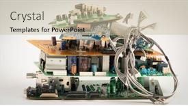  Presentation with garbage - Beautiful theme featuring electronic-pcb-garbage-as-background backdrop and a soft green colored foreground