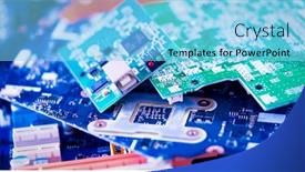  Presentation with garbage - Colorful slide deck enhanced with electronic-pcb-garbage-as-background backdrop and a light blue colored foreground
