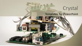  Presentation with garbage - Amazing presentation design having electronic-pcb-garbage-as-background backdrop and a mint green colored foreground