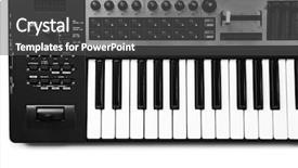  Presentation with piano keyboard - Beautiful PPT theme featuring electronic piano - keyboard of synthesizer closeup backdrop and a dark gray colored foreground
