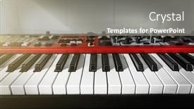  Presentation with piano black white - PPT theme featuring electronic-piano-black-and-white background and a gray colored foreground