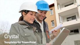  Presentation with electronic engineer - Amazing PPT theme having electronic plans - architect and engineer looking backdrop and a gray colored foreground