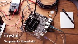  Presentation with electronic components - Slide deck enhanced with electronic project or prototype making background and a tawny brown colored foreground