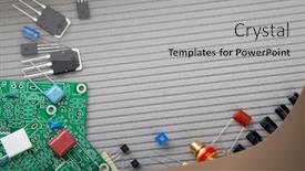 Presentation with digital circuits - Beautiful presentation theme featuring electronic-radio-component-for-electric backdrop and a  colored foreground