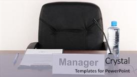  Presentation with workplace - Colorful slide deck enhanced with electronic records - workplace in office backdrop and a light gray colored foreground