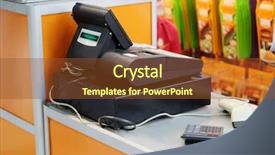  Presentation with cpr machine - Cool new PPT theme with electronic register - image of a cash machine backdrop and a tawny brown colored foreground