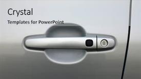  Presentation with electronic security - Audience pleasing PPT theme consisting of electronic security doorlocks - car door handle with keyless backdrop and a light gray colored foreground