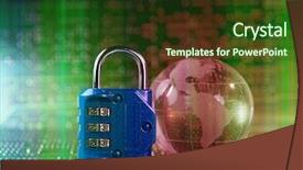  Presentation with network security - PPT theme having network security lan - lock and world map background and a wine colored foreground