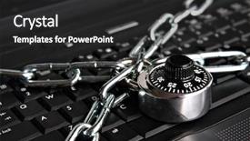  Presentation with computer security - Audience pleasing presentation theme consisting of safe security - padlock and notebook computer backdrop and a dark gray colored foreground