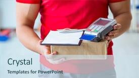  Presentation with pos - Beautiful PPT layouts featuring electronic signature - parcel delivery being paid backdrop and a sky blue colored foreground