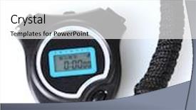  Presentation with timer - Cool new PPT theme with electronic sport timer isolated on white backdrop and a white colored foreground