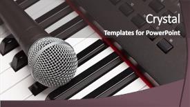  Presentation with electronic - PPT theme with show piano - microphone laying on electronic synthesizer background and a dark gray colored foreground
