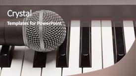  Presentation with electronic - Presentation theme having show piano - microphone laying on electronic synthesizer background and a gray colored foreground