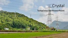  Presentation with telecom tower - PPT theme having electronic tower on the meadow background and a light blue colored foreground
