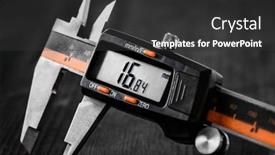  Presentation with electronic - Slide set having electronic-vernier-caliper-close-up background and a dark gray colored foreground