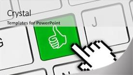  Presentation with electronic voting - Slide deck enhanced with electronic voting - computer keyboard with thumb gesturing background and a light gray colored foreground