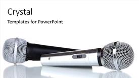  Presentation with electronic voting - Presentation having electronic voting - silver and black microphones isolated background and a white colored foreground