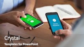  Presentation with displaying - PPT theme having electronics - closeup hands holding mobile phone background and a tawny brown colored foreground