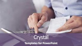  Presentation with pile - Cool new slides with electronics - closeup of a young caucasian backdrop and a violet colored foreground