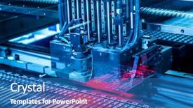 Presentation with electronic components - PPT theme consisting of electronics - electronic circuit under surface-mounting machine background and a teal colored foreground