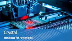  Presentation with electronic components - Cool new slides with electronics - electronic circuit under surface-mounting machine backdrop and a teal colored foreground