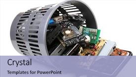  Presentation with electronic waste - PPT theme having electronics - electronic waste isolated on white background and a light blue colored foreground