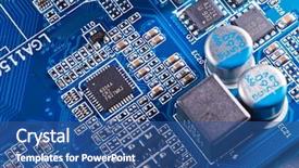 Presentation with motherboard - PPT layouts featuring electronics - elements of computer motherboard background and a ocean colored foreground