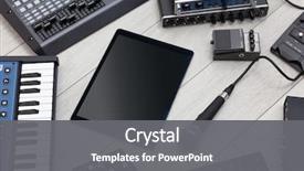  Presentation with electronic music - Cool new presentation with electronics - empty tablet and electronic music backdrop and a gray colored foreground