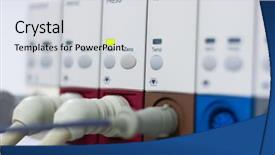  Presentation with medical electronics - Slide deck consisting of electronics - fragment of a medical monitor background and a light gray colored foreground