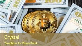  Presentation with bitcoin - Cool new PPT theme with electronics - golden bitcoin coin on us backdrop and a tawny brown colored foreground