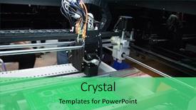  Presentation with manufacturing process - Colorful PPT layouts enhanced with electronics - microchip production factory technological process backdrop and a seafoam green colored foreground