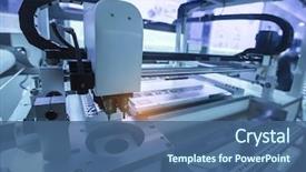  Presentation with manufacturing process - Cool new presentation theme with electronics - microchip production factory technological process backdrop and a ocean colored foreground