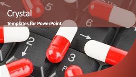  Presentation with electronics - Audience pleasing PPT theme consisting of business electronics - pills on computer keyboard backdrop and a tawny brown colored foreground