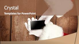  Presentation with potter hands making in clay - PPT theme with organic electronics - santa claus's hands with cellphone background and a tawny brown colored foreground