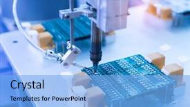  Presentation with electronics - Audience pleasing theme consisting of electronics - soldering iron tips of automated backdrop and a light blue colored foreground