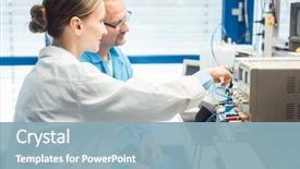  Presentation with testing - Beautiful slide deck featuring electronics - team of electronic engineers testing backdrop and a light blue colored foreground