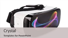  Presentation with electronics white - Amazing slide set having electronics - vr virtual reality glasses isolated backdrop and a light gray colored foreground
