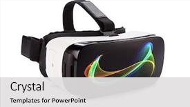  Presentation with electronics white - PPT theme with electronics - vr virtual reality glasses isolated background and a light gray colored foreground