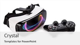  Presentation with virtual reality physical therapy - PPT layouts enhanced with electronics - vr virtual reality glasses background and a white colored foreground