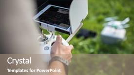  Presentation with antenna - Beautiful PPT layouts featuring electronics antenna - man operating a drone backdrop and a coral colored foreground