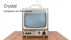  Presentation with electronics white - PPT theme enhanced with electronics antenna - old portable television on vintage background and a white colored foreground