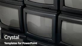  Presentation with electronics - PPT theme consisting of electronics antenna - pile of old tv sets background and a black colored foreground