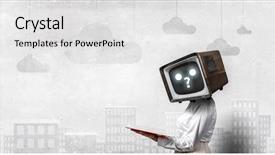  Presentation with television media - PPT theme consisting of electronics antenna - problem of television addiction mixed background and a white colored foreground