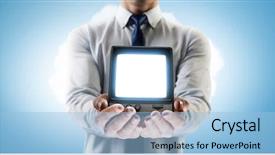  Presentation with television media - Slide deck having electronics antenna - problem of television addiction mixed background and a light blue colored foreground