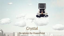  Presentation with television media - Amazing presentation design having electronics antenna - problem of television addiction mixed backdrop and a sky blue colored foreground