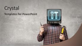  Presentation with television media - Audience pleasing slide deck consisting of electronics antenna - problem of television addiction mixed backdrop and a light gray colored foreground