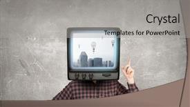  Presentation with television media - Audience pleasing presentation design consisting of electronics antenna - problem of television addiction mixed backdrop and a light gray colored foreground